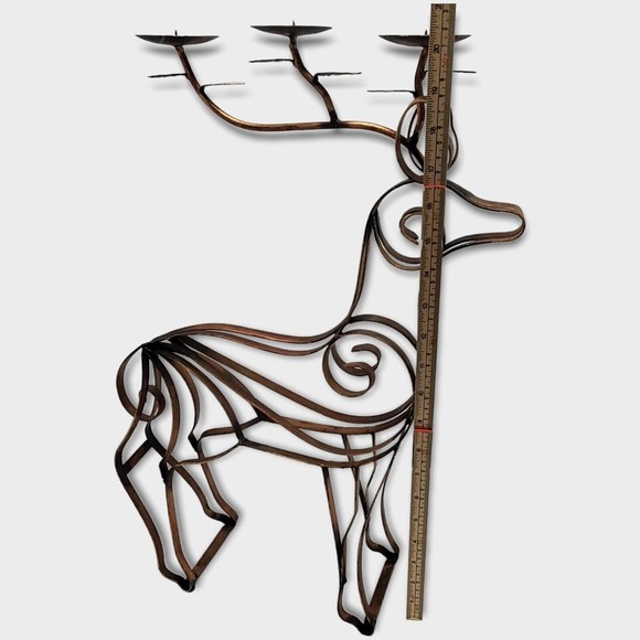 Vintage Braided And Twisted Metal Reindeer Candle Holder Christmas Decoration - Picture 5 of 12
